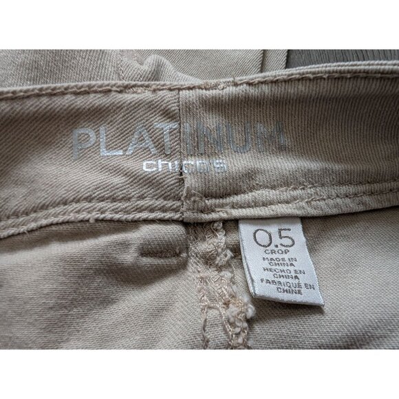 Chicos Platinum Beige Crop Pants Size 0.5 Mid-Rise Stretch Denim Womens - Picture 3 of 5